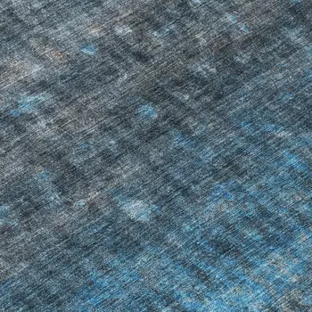 8' Blue And Gray Round Striped Washable Indoor Outdoor Area Rug