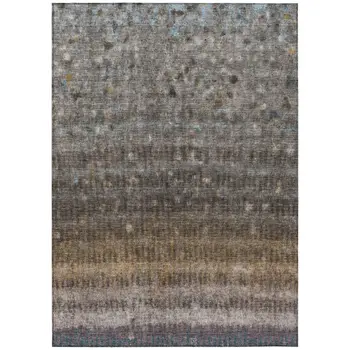 5' X 8' Brown And Beige Striped Washable Indoor Outdoor Area Rug