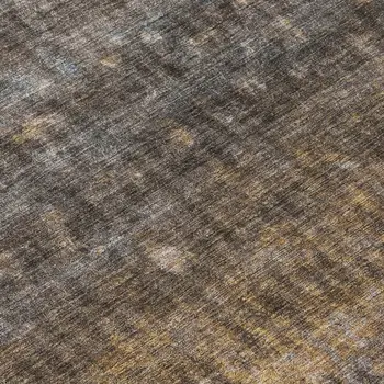 8' Brown And Beige Round Striped Washable Indoor Outdoor Area Rug