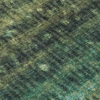 8' Fern Green And Gray Round Striped Washable Indoor Outdoor Area Rug