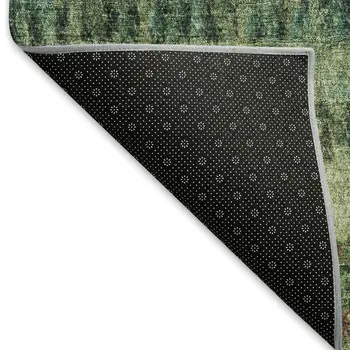 10' X 14' Fern Green And Gray Striped Washable Indoor Outdoor Area Rug