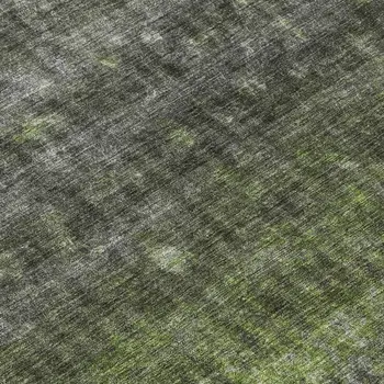 9' X 12' Olive Green And Gray Striped Washable Indoor Outdoor Area Rug