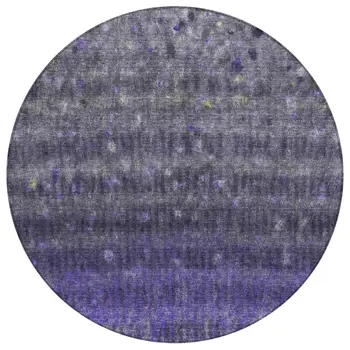 8' Purple And Gray Round Striped Washable Indoor Outdoor Area Rug