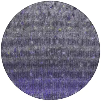 8' Purple And Gray Round Striped Washable Indoor Outdoor Area Rug