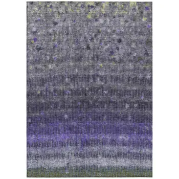 8' X 10' Purple And Gray Striped Washable Indoor Outdoor Area Rug