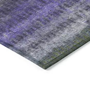 8' X 10' Purple And Gray Striped Washable Indoor Outdoor Area Rug
