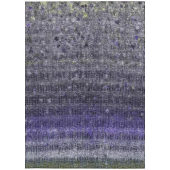 9' X 12' Purple And Gray Striped Washable Indoor Outdoor Area Rug