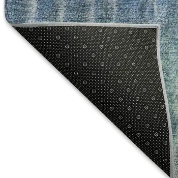 5' X 8' Blue And Ivory Abstract Washable Indoor Outdoor Area Rug