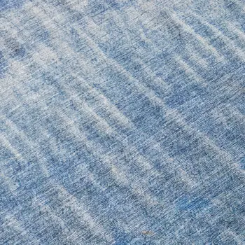 8' Blue And Ivory Round Abstract Washable Indoor Outdoor Area Rug