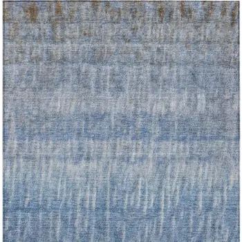 9' X 12' Blue And Ivory Abstract Washable Indoor Outdoor Area Rug