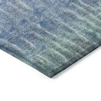 9' X 12' Blue And Ivory Abstract Washable Indoor Outdoor Area Rug