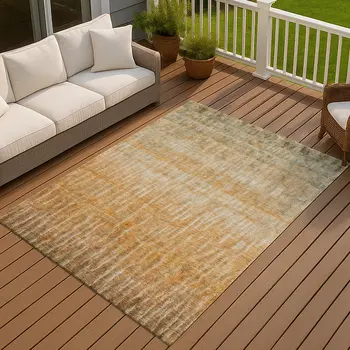 8' X 10' Copper And Beige Abstract Washable Indoor Outdoor Area Rug