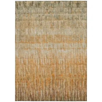 10' X 14' Copper And Beige Abstract Washable Indoor Outdoor Area Rug