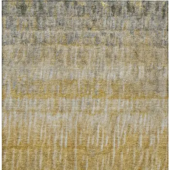 8' X 10' Gold Beige And Gray Abstract Washable Indoor Outdoor Area Rug