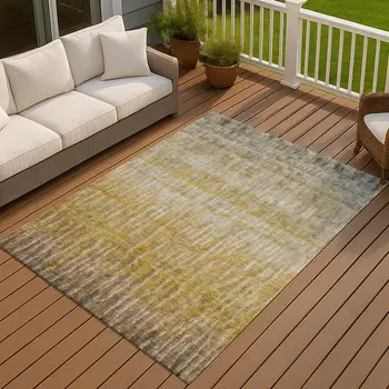 8' X 10' Gold Beige And Gray Abstract Washable Indoor Outdoor Area Rug