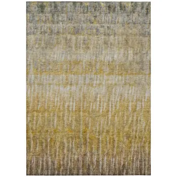 8' X 10' Gold Beige And Gray Abstract Washable Indoor Outdoor Area Rug