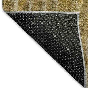 8' X 10' Gold Beige And Gray Abstract Washable Indoor Outdoor Area Rug