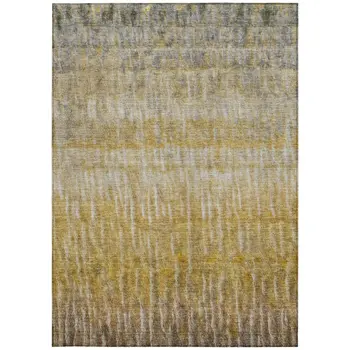 10' X 14' Gold Beige And Gray Abstract Washable Indoor Outdoor Area Rug