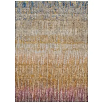 8' X 10' Orange Blue And Beige Abstract Washable Indoor Outdoor Area Rug