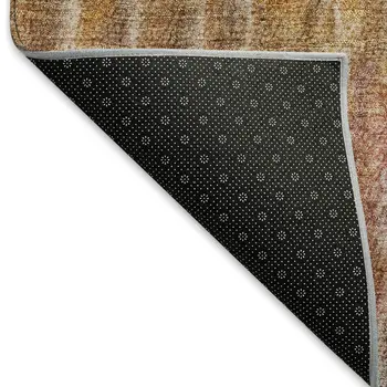 8' X 10' Orange Blue And Beige Abstract Washable Indoor Outdoor Area Rug
