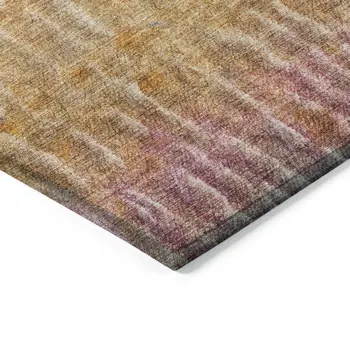8' X 10' Orange Blue And Beige Abstract Washable Indoor Outdoor Area Rug
