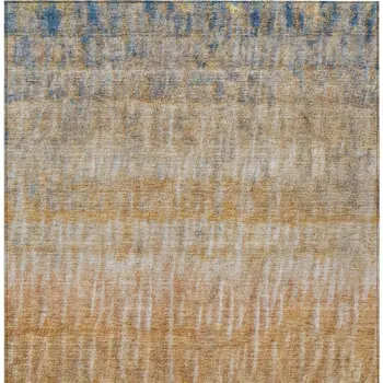 8' X 10' Orange Blue And Beige Abstract Washable Indoor Outdoor Area Rug