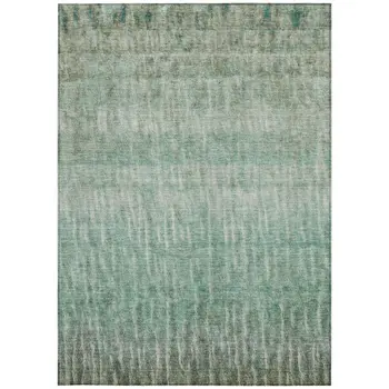 3' X 5' Teal Blue And Beige Abstract Washable Indoor Outdoor Area Rug