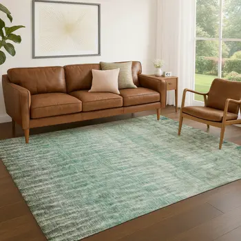 3' X 5' Teal Blue And Beige Abstract Washable Indoor Outdoor Area Rug
