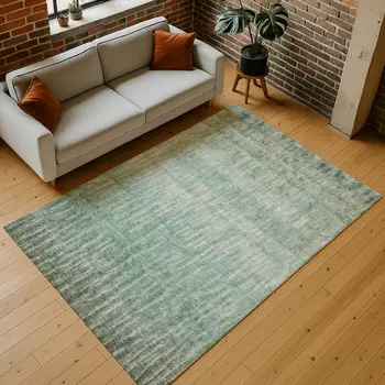 3' X 5' Teal Blue And Beige Abstract Washable Indoor Outdoor Area Rug