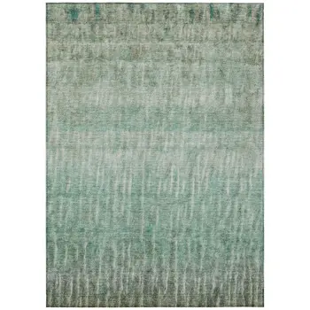 8' X 10' Teal Blue And Beige Abstract Washable Indoor Outdoor Area Rug