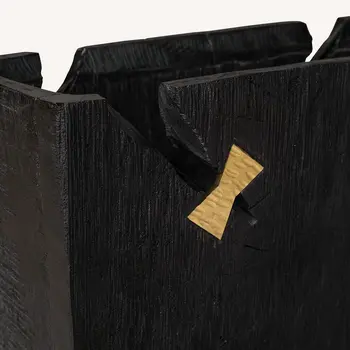 Black Wood Square Pot Planter