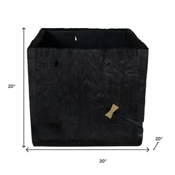 Black Wood Square Pot Planter