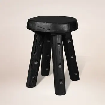 19" Black Solid Wood Round End Table