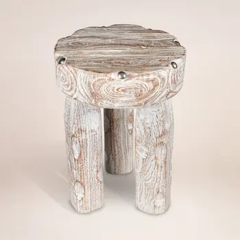 19" White Solid Wood Round End Table