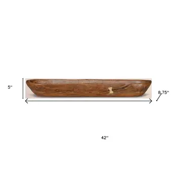 5" Brown And Natural Abstract Solid Wood Table Vase With Sculptural Details