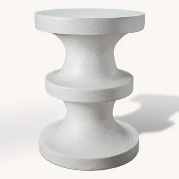 22" White Wood Round End Table