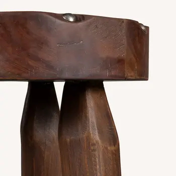 19" Brown Solid Wood Round End Table