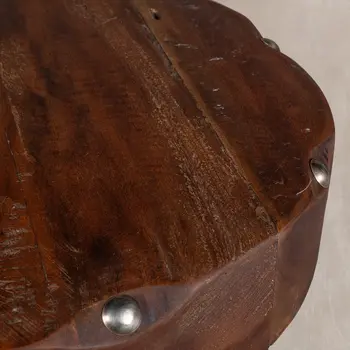 19" Brown Solid Wood Round End Table