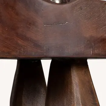 19" Brown Solid Wood Round End Table