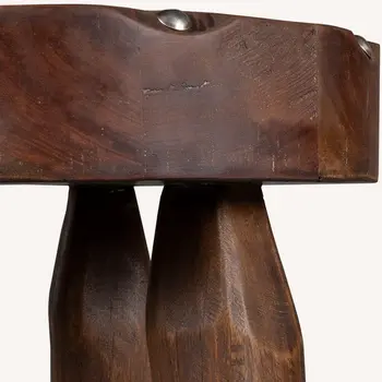 19" Brown Solid Wood Round End Table