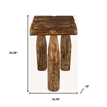 24" Brown Solid Wood Square End Table