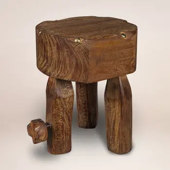 18" Brown Solid Wood Round End Table