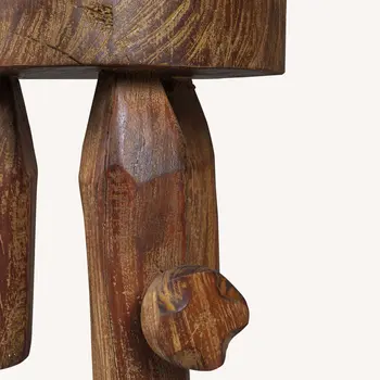 18" Brown Solid Wood Round End Table