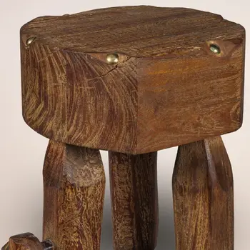 18" Brown Solid Wood Round End Table