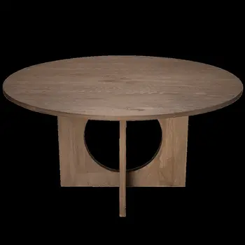 60" Brown Wood Pedestal Base Round Top Dining Table
