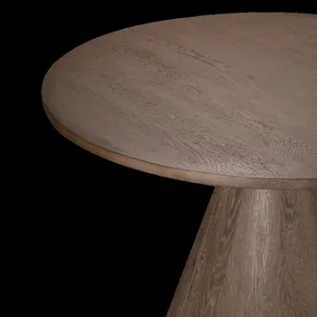 48" Brown Wood Pedestal Base Round Top Dining Table