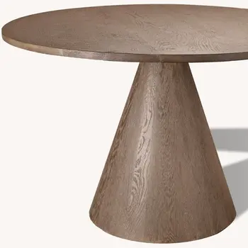 48" Brown Wood Pedestal Base Round Top Dining Table