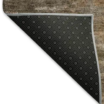 3' X 5' Brown Green And Ivory Abstract Washable Indoor Outdoor Area Rug