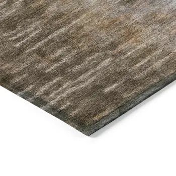 10' X 14' Brown Green And Ivory Abstract Washable Indoor Outdoor Area Rug