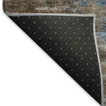 5' X 8' Chocolate Orange And Purple Abstract Washable Indoor Outdoor Area Rug